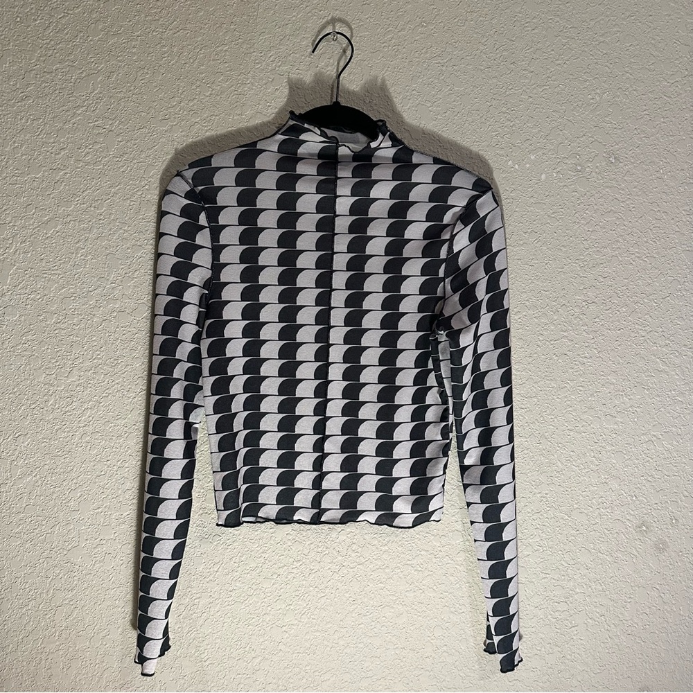 Nasty Gal Mesh Patterned Long Sleeve Crop Top